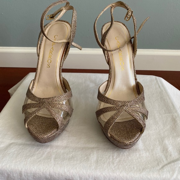 Caparros gold sparkly shimmer heels size 7 - Picture 2 of 5